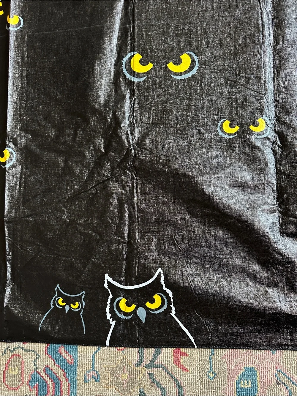 Vintage Halloween Black Owl-Print Bat Party Tablecloth